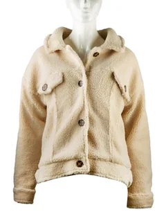 Kurtka damska Gold&Silver Sherpa wiosenna kremowa-M - Kurtki damskie - miniaturka - grafika 1