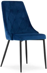 Granatowe welurowe krzesło pikowane C4-N78 - Krzesła - miniaturka - grafika 1