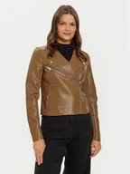 Kurtki damskie - Vero Moda Kurtka z imitacji skóry Riley 10302441 Brązowy Slim Fit - miniaturka - grafika 1