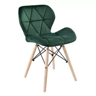 Krzesła - Krzesło do jadalni, welurowe, 48x44x73 cm, zielony - miniaturka - grafika 1