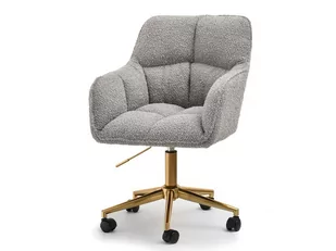 Fotel biurowy, krzesło biurowe MODNY FOTEL OBROTOWY ISLA SZARY BARANEK NA ZŁOTEJ PODSTAWIE - Fotele i krzesła biurowe - miniaturka - grafika 1