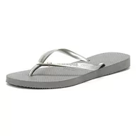 Klapki i japonki damskie - Havaianas Damskie japonki Slim Crystal Glamour SW, Grey Steel Grey, 35/36 EU - miniaturka - grafika 1