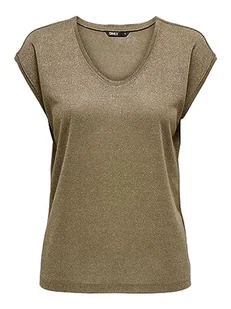 Bestseller A/S Onlsilvery S/S V Neck Lurex Top JRS Noos koszulka damska, Falcon/szczegóły: odcień w odcieniu Lurex, S - Koszulki i topy damskie - miniaturka - grafika 1