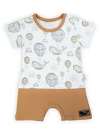 Kombinezony dla dzieci - Niemowlęcy rampers wieloryby jasnobrązowy Nicol,r.68 - miniaturka - grafika 1