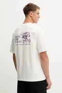 Koszulki męskie - Hummel t-shirt bawełniany męski kolor beżowy z nadrukiem 230025 - miniaturka - grafika 1