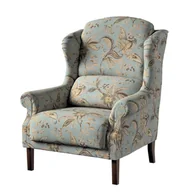 Fotele - Dekoria pl pl Fotel Unique roślinne wzory na błękitno szarym tle 85 × 107 cm Gardenia 185-142-18 - miniaturka - grafika 1