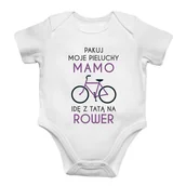 Body dla niemowląt - Pakuj moje pieluchy mamo - rower - body dziecięce z nadrukiem - miniaturka - grafika 1