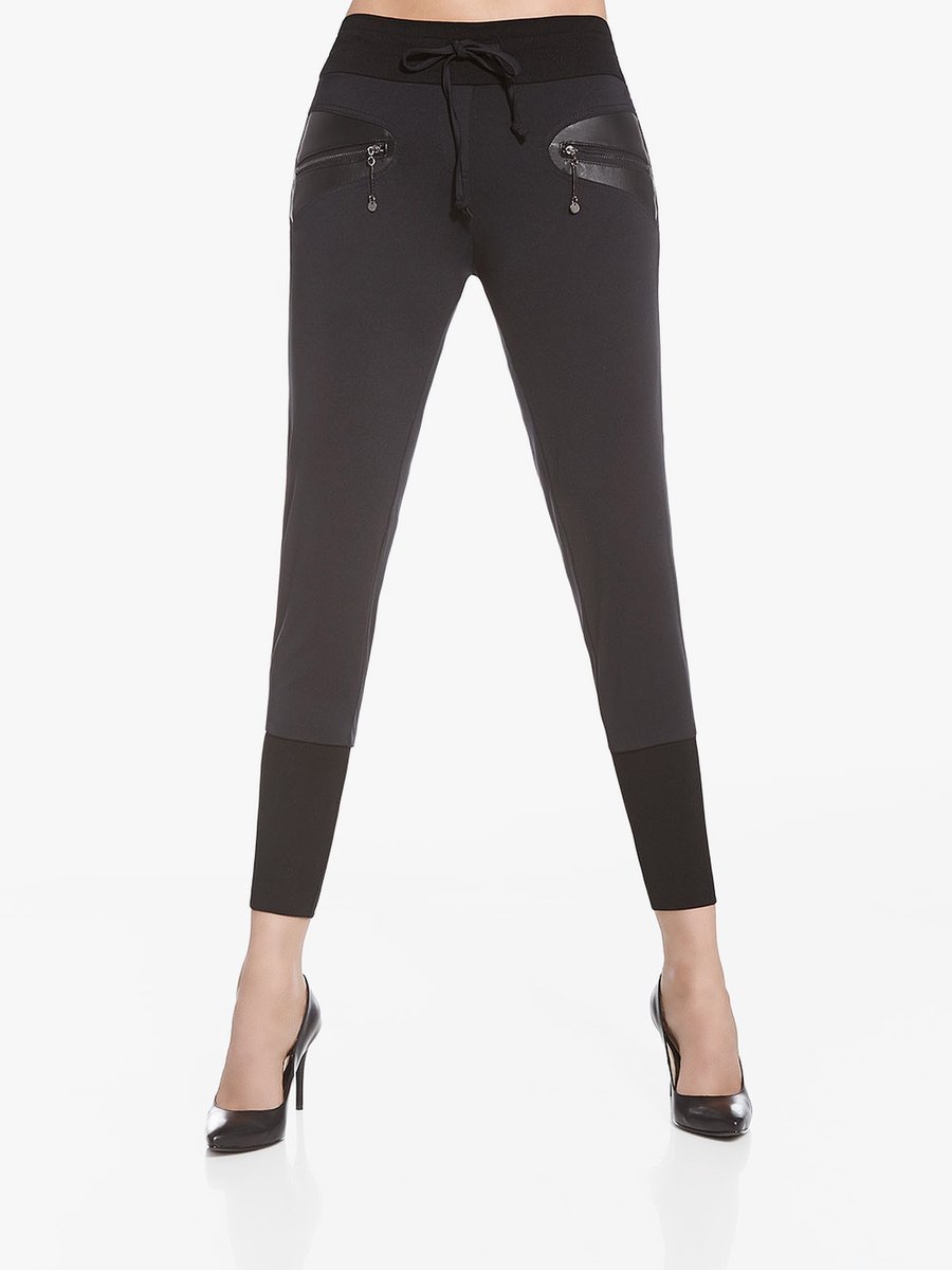 Damskie spodnie Alexa 200 DEN czarne Bas Bleu r.M