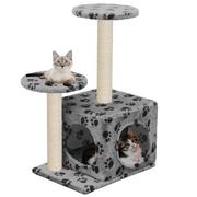 Drapaki dla kotów - vidaXL Drapak z sizalowymi słupkami, 60 cm, szary w kocie łapki - miniaturka - grafika 1