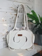 Torebki damskie - Torebka handmade ze sznurka Pierścienie śmietankowa Tps01-10 - miniaturka - grafika 1