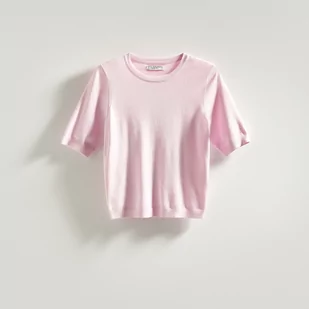 Reserved - Bluzka z wiskozą - Różowy - Swetry damskie - miniaturka - grafika 1