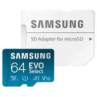 Karty pamięci - Karta pamięci SAMSUNG Evo Select microSDXC 64GB + Adapter MB-ME64KA EU - miniaturka - grafika 1