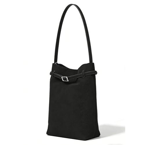 Miss Lulu Torebka damska, duża torba na zakupy, torba z uchwytem, miękka skóra PU, średniej wielkości torba na ramię, 2-1 czarny