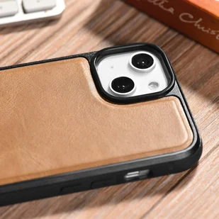 iCarer Leather Oil Wax etui pokryte naturalną skórą do iPhone 14 (kompatybilne z MagSafe) brązowy (WMI14220717-TN) - Etui i futerały do telefonów - miniaturka - grafika 15
