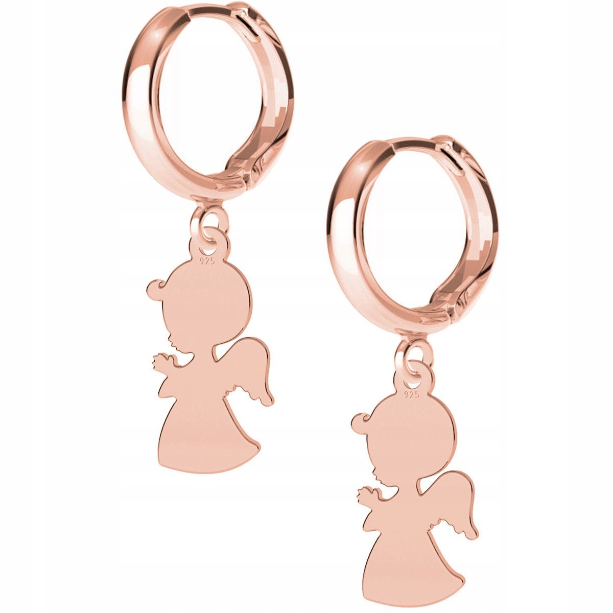 Kolczyki Anioł Chłopiec różowe złoto 925