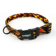 Szelki dla psów - Obroża dla Psa w płomienie Regulowana Dog On Fire, wąska 2 cm, dla mniejszych psów i szczeniaków, czarne okucia-L 34-44 cm - miniaturka - grafika 1