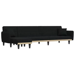 Sofa rozkładana L, czarna, 275x140x70 cm, tkanina - Narożniki - miniaturka - grafika 1