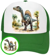 Czapki i chusty sportowe męskie - Czapka z Daszkiem Dinozaur Zielona z Nadrukiem Na Lato Siatka Bejsbolówka - miniaturka - grafika 1