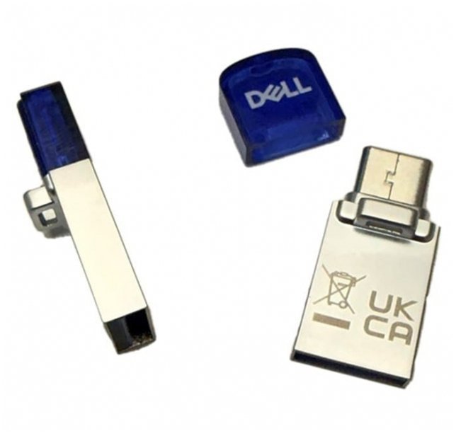 Pendrive Dell DELL AD564595 pamięć USB 128 GB USB Type-A / USB Type-C 3.2 Gen 1 3.1 Gen 1 Niebieski, Srebrny