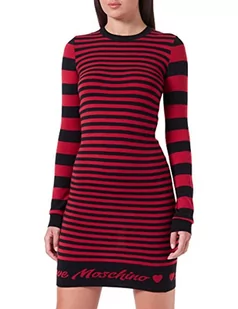 Love Moschino Damska sukienka z długim rękawem, czerwony czarny (Red Black), 44 - Sukienki - miniaturka - grafika 1