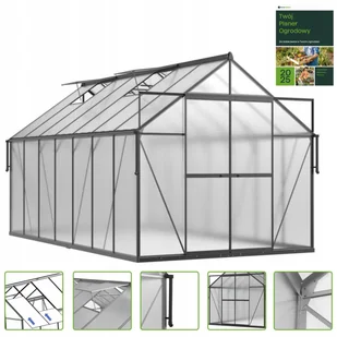 Szklarnia Ogrodowa Poliwęglan Duża Slide-In 429x244cm Czarna UV - Szklarnie ogrodowe - miniaturka - grafika 1