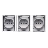 Gniazdka elektryczne - Gniazdo potrójne bravo z uziemieniem białe dymne wieczko natynkowe GNH-3BZ IP54 bravo - miniaturka - grafika 1