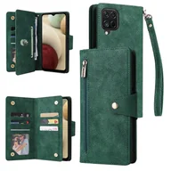Portfele - Foxdock Kompatybilny z Samsung Galaxy A12 Etui PU Magnetyczne etui na karty z klapką z klapką Etui na portfel Zielony - miniaturka - grafika 1