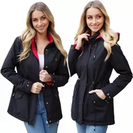 Płaszcze damskie - Dwustronny Taliowany Wiosenny Płaszcz Parka Kaptur 3 Kolory Przejściowy - miniaturka - grafika 1