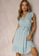 Sukienki - Miętowa Sukienka z Paskiem Mitho - Renee - miniaturka - grafika 1