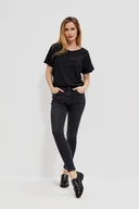 Spodnie damskie - Jeansy skinny z przetarciami-XS - miniaturka - grafika 1