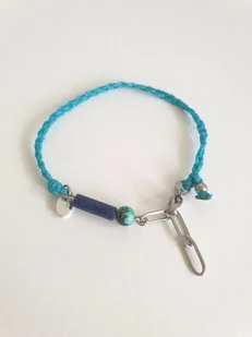 Bransoletka BOHO ręcznie tkana, turkusowa z lapisem i turkusem, wodoodporna - Bransoletki Bransoletka BOHO ręcznie tkana, turkusowa z lapisem i turkusem, wodoodporna - Bransoletki - miniaturka - grafika 1