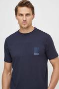 Koszulki męskie - Armani Exchange t-shirt bawełniany męski kolor niebieski z aplikacją - miniaturka - grafika 1