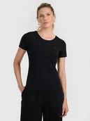 Koszulki i topy damskie - 4F T-shirt slim gładki damski - czarny XS - miniaturka - grafika 1