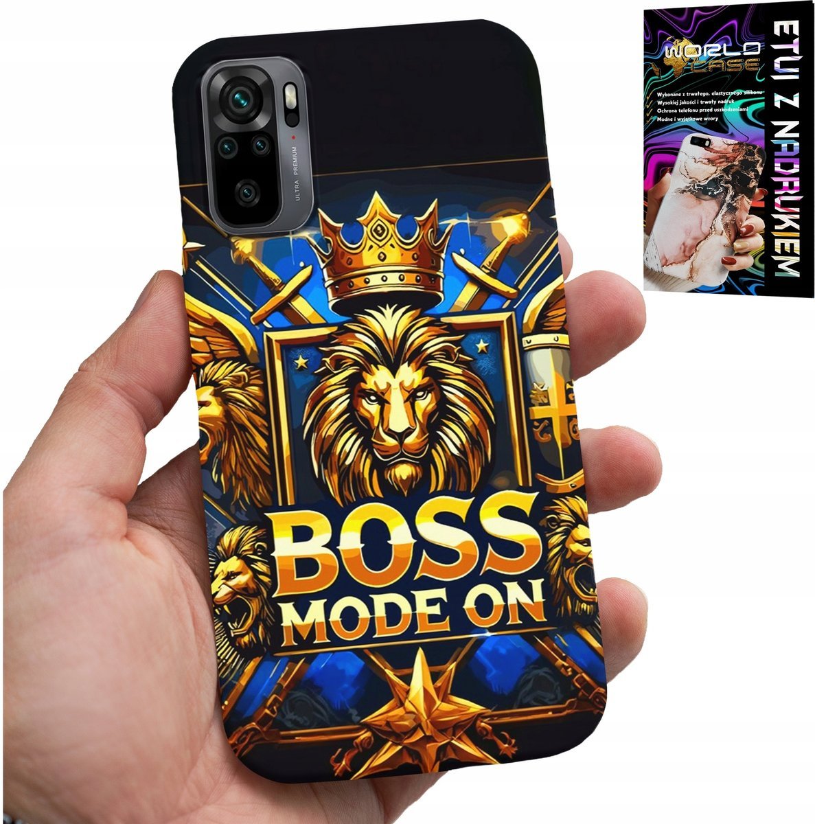 ETUI DO XIAOMI NOTE 10 / 10S - BOSS LEW Z KORONĄ NA TARCZY CASE + FOLIA