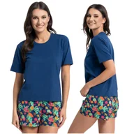 Piżamy damskie - PIŻAMA DAMSKA DWUCZĘŚCIOWA KRÓTKI RĘKAW KOLOROWE SZORTY MORAJ M - miniaturka - grafika 1