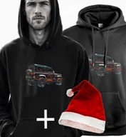 Bluzy męskie - Bluza z nadrukiem na święta - prezent Land Rover Defender offroad XL + CZAPKA MIKOŁAJA W PREZENCIE - miniaturka - grafika 1