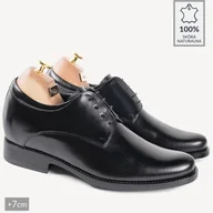 Półbuty męskie - BRILU podwyższające wizytowe buty Josue czarne - miniaturka - grafika 1