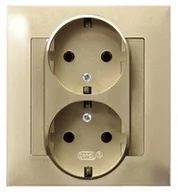 Gniazdka elektryczne - Ospel Gniazdo ścienne IMPRESJA Podwójne z/u schuko złoty metalik GP-2YS/28 - miniaturka - grafika 1