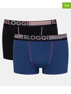 Majtki męskie - Sloggi Bokserki (2 pary) w kolorze niebieskim i czarnym - miniaturka - grafika 1