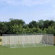 Sprzęt podróżny i transportery dla psów - vidaXL Kojec zewnętrzny dla psa, srebrny, 8x4x2 m, stal galwanizowana - miniaturka - grafika 1