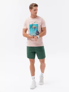 T-shirt męski bawełniany z nadrukiem - różowa V2 S1738 - Koszulki męskie - miniaturka - grafika 4