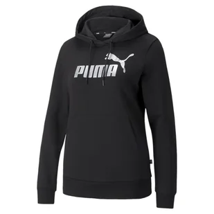 Bluza z kapturem damska Puma ESS+ METALLIC LOGO czarna 84909651-34 - Bluzy damskie - miniaturka - grafika 1
