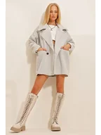 Kurtki damskie - trendyol Płaszcz przejściowy w kolorze szarym - miniaturka - grafika 1