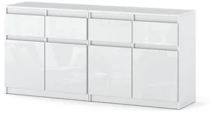 Komoda 160cm Glamour Duża Szafka Biała Wysoki Połysk 4 Szuflady Nowoczesna - Komody - miniaturka - grafika 1