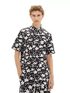 Koszule męskie - TOM TAILOR Denim Koszula męska 1036245, 31906-czarna biała z nadrukiem dzikich kwiatów, M, 31906 - Black White Wildflower Print, M - miniaturka - grafika 1