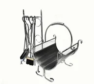 Dekoracje domu - Zestaw Kosz na drewno 1125  Akcesoria 859 srebrny - miniaturka - grafika 1