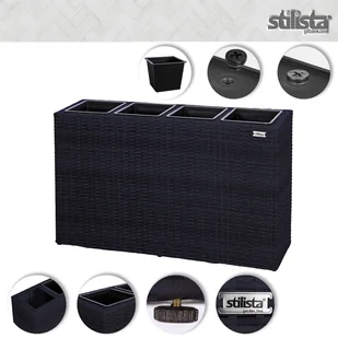 CZARNA DONICZKA OGRODOWA DONICA Z TECHNORATTANU - Pozostałe ozdoby ogrodowe - miniaturka - grafika 7