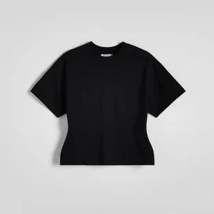 Reserved - Taliowany t-shirt - Czarny - Koszulki i topy damskie - miniaturka - grafika 1