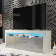 Szafki RTV - Szafka RTV Shine 160cm ONE FURNITURE - Biały Laminat & Szary - miniaturka - grafika 1