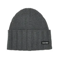 Czapki męskie - Calvin Klein Wełniana czapka ELEVATED RIB BEANIE - miniaturka - grafika 1